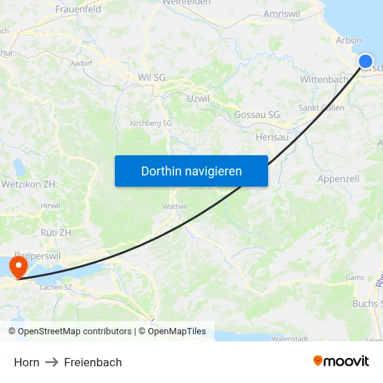 Horn to Freienbach map