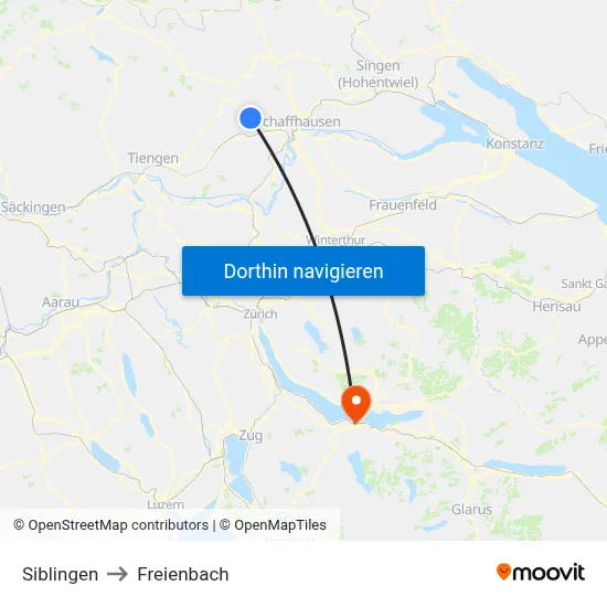 Siblingen to Freienbach map