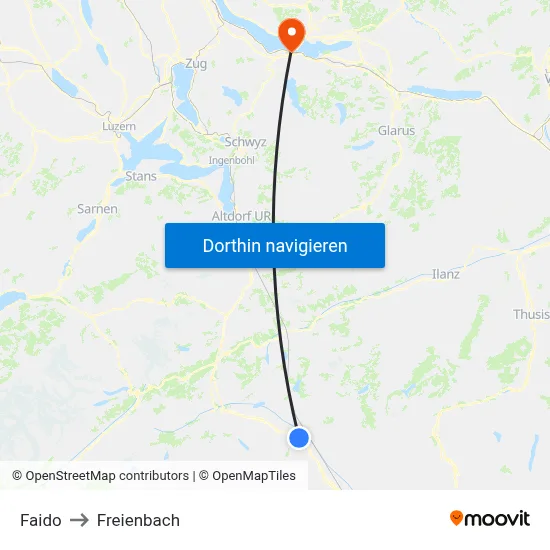 Faido to Freienbach map