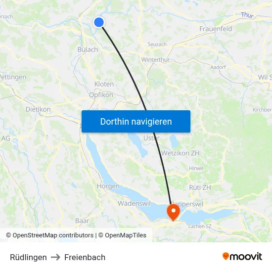 Rüdlingen to Freienbach map