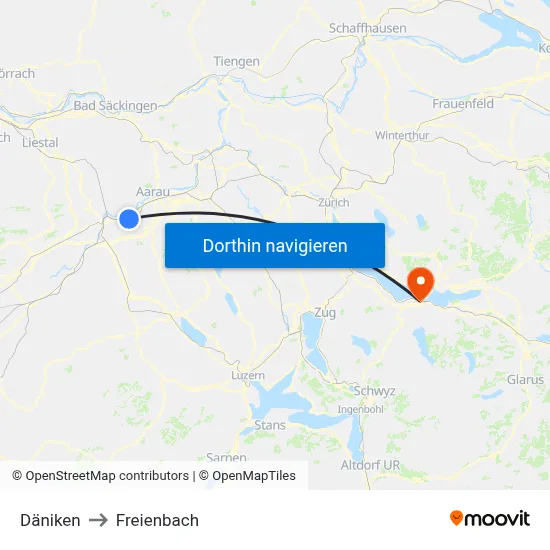 Däniken to Freienbach map
