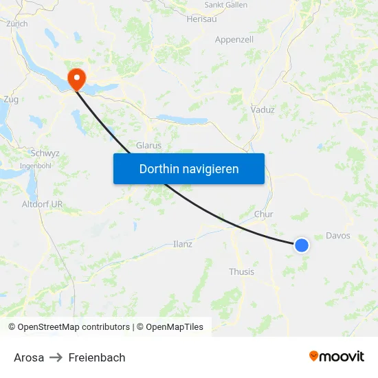 Arosa to Freienbach map