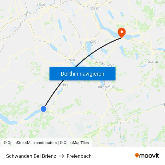 Schwanden Bei Brienz to Freienbach map