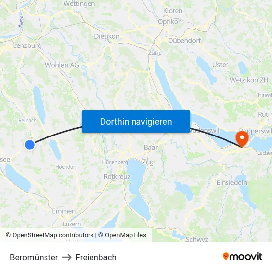 Beromünster to Freienbach map