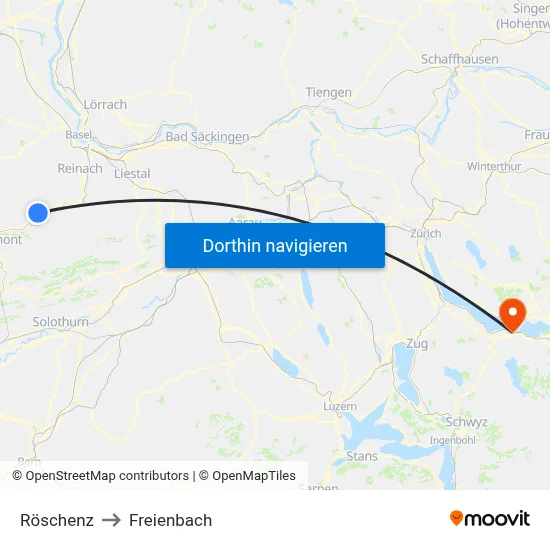 Röschenz to Freienbach map