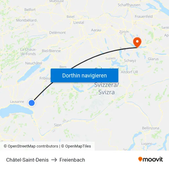 Châtel-Saint-Denis to Freienbach map