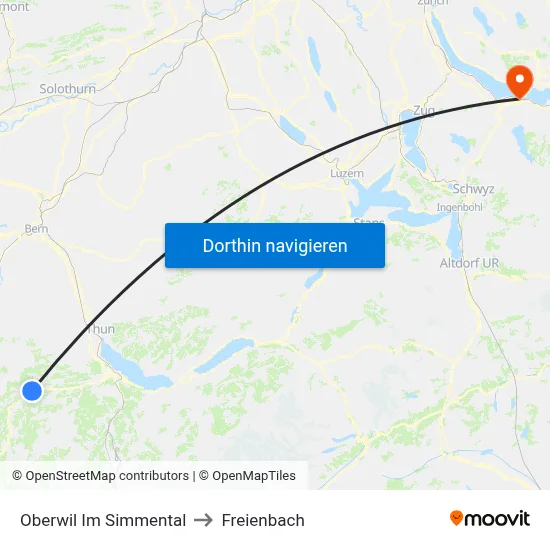 Oberwil Im Simmental to Freienbach map