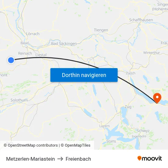 Metzerlen-Mariastein to Freienbach map