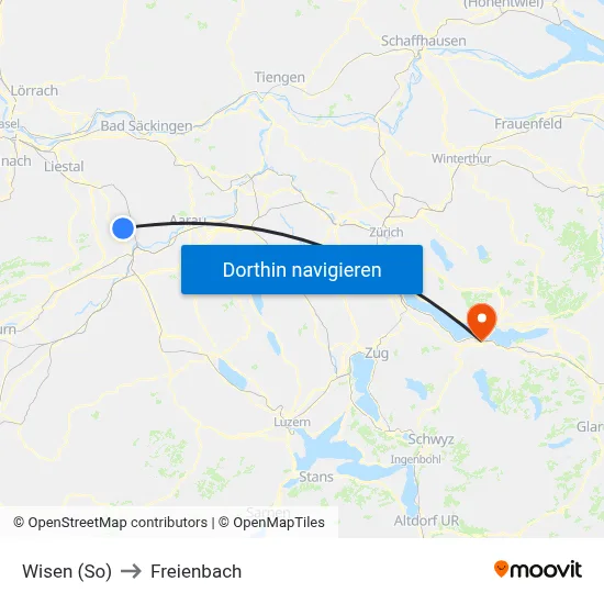 Wisen (So) to Freienbach map