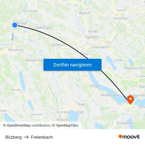 Bözberg to Freienbach map