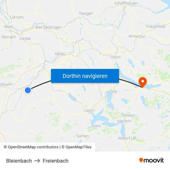 Bleienbach to Freienbach map