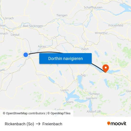 Rickenbach (So) to Freienbach map