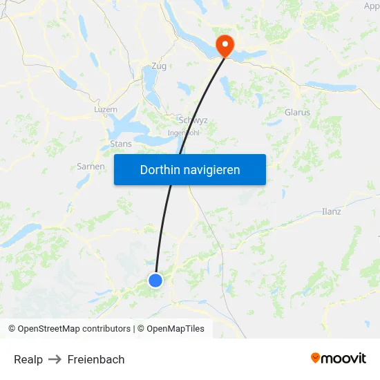 Realp to Freienbach map