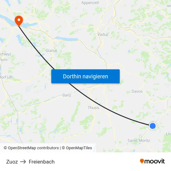 Zuoz to Freienbach map