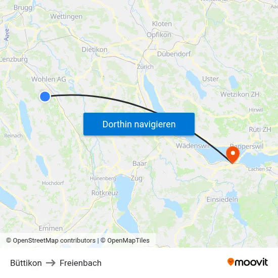 Büttikon to Freienbach map