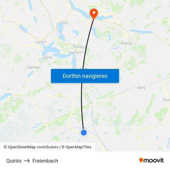 Quinto to Freienbach map