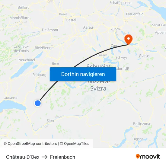 Château-D'Oex to Freienbach map