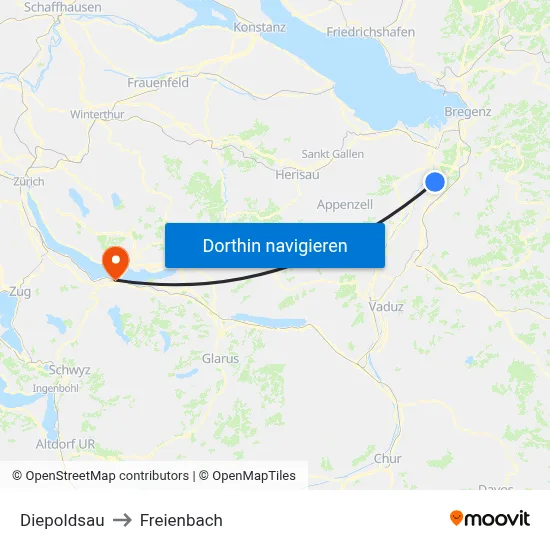 Diepoldsau to Freienbach map