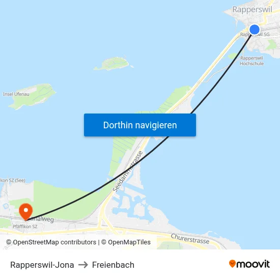 Rapperswil-Jona to Freienbach map