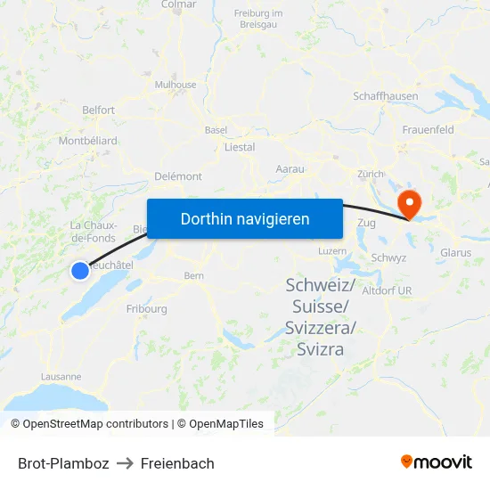 Brot-Plamboz to Freienbach map