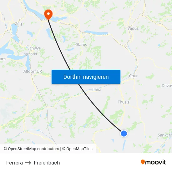 Ferrera to Freienbach map