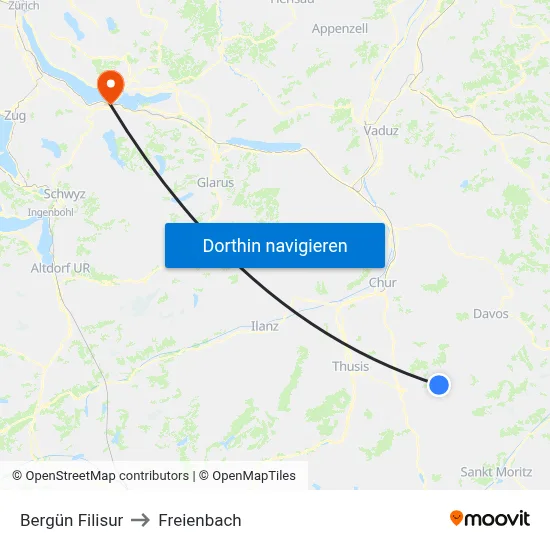 Bergün Filisur to Freienbach map
