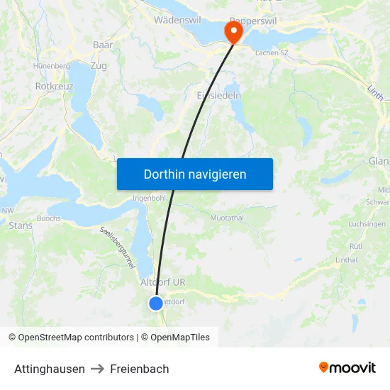 Attinghausen to Freienbach map