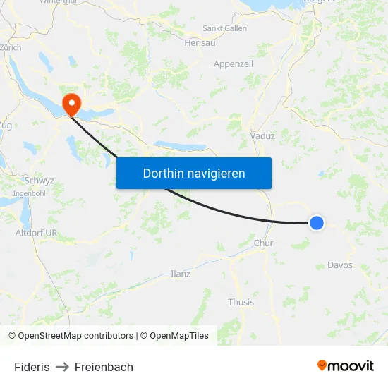 Fideris to Freienbach map