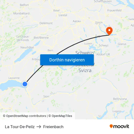 La Tour-De-Peilz to Freienbach map