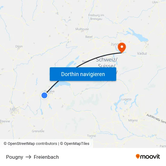 Pougny to Freienbach map