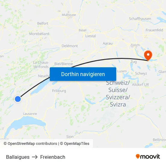 Ballaigues to Freienbach map