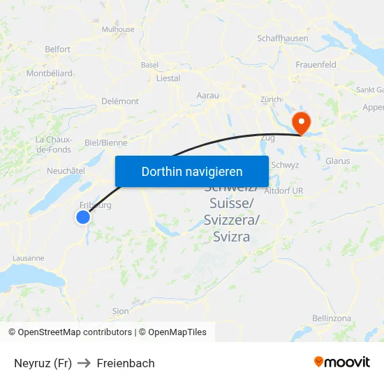 Neyruz (Fr) to Freienbach map