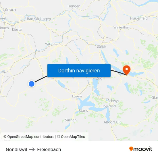 Gondiswil to Freienbach map