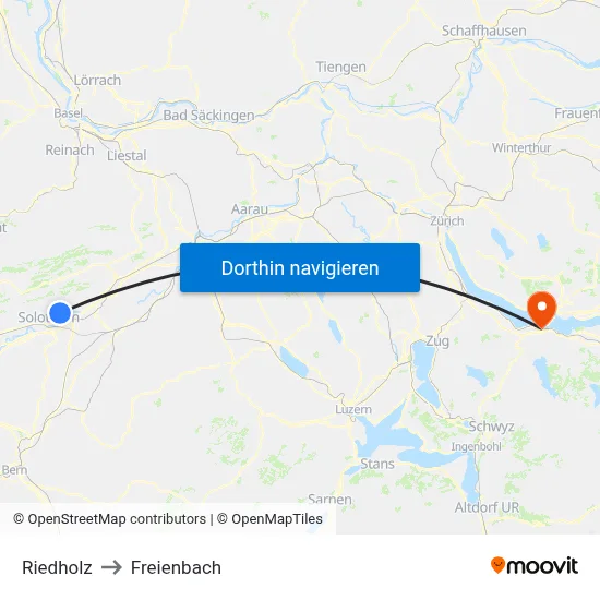 Riedholz to Freienbach map