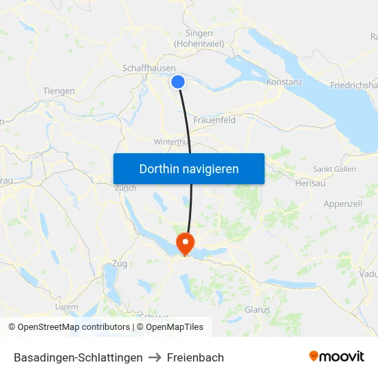Basadingen-Schlattingen to Freienbach map