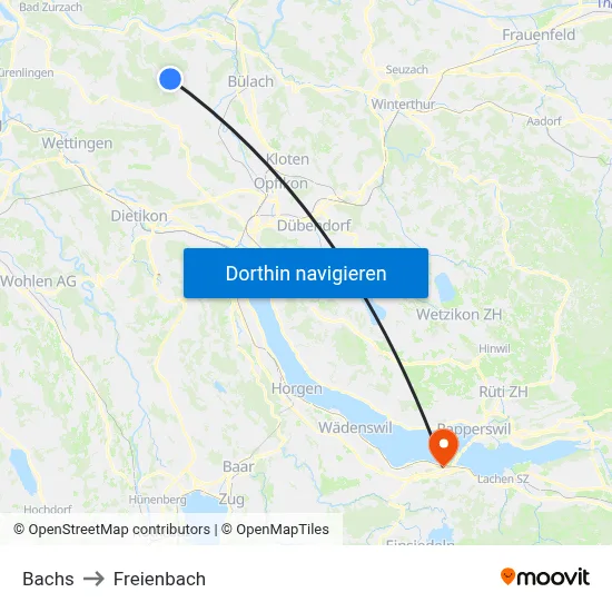 Bachs to Freienbach map