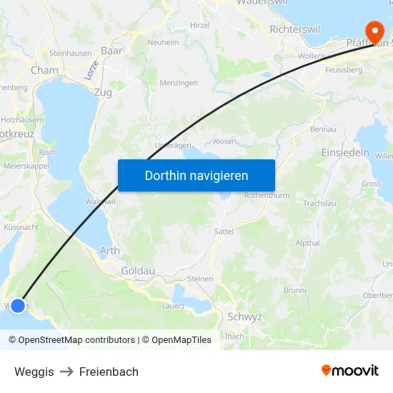 Weggis to Freienbach map
