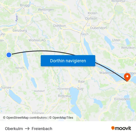 Oberkulm to Freienbach map