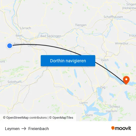 Leymen to Freienbach map