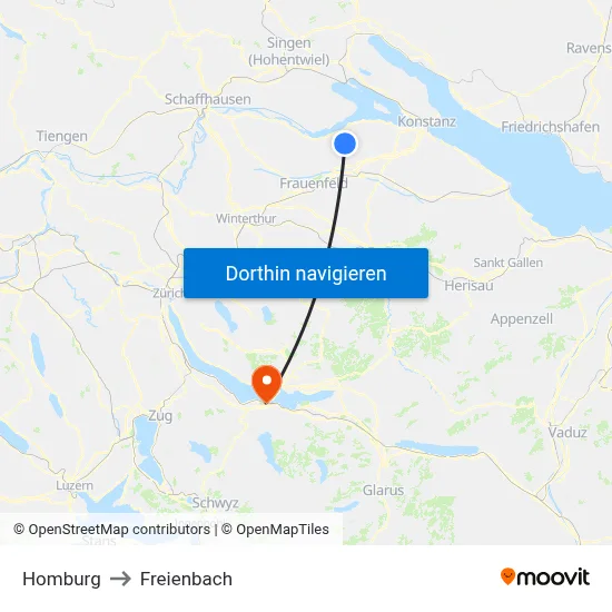 Homburg to Freienbach map