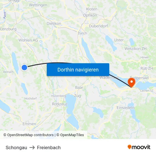 Schongau to Freienbach map
