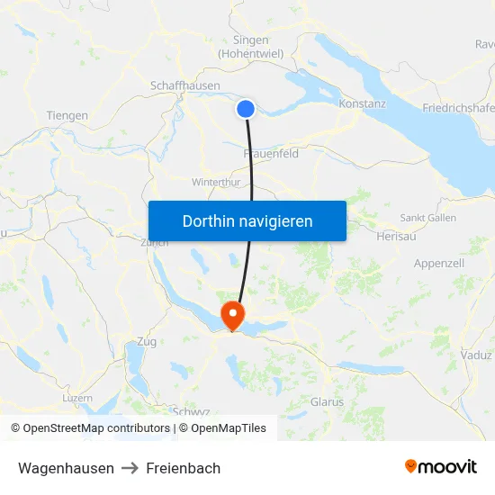 Wagenhausen to Freienbach map