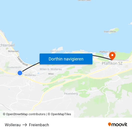 Wollerau to Freienbach map