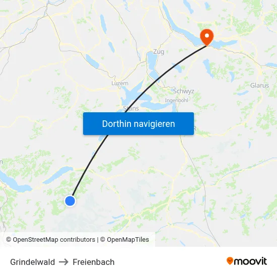 Grindelwald to Freienbach map