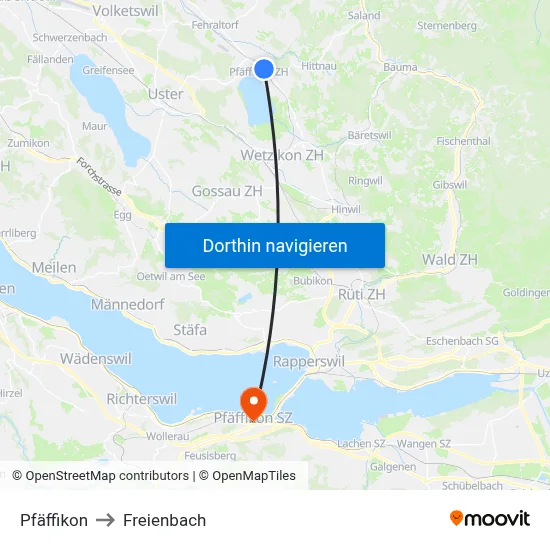 Pfäffikon to Freienbach map