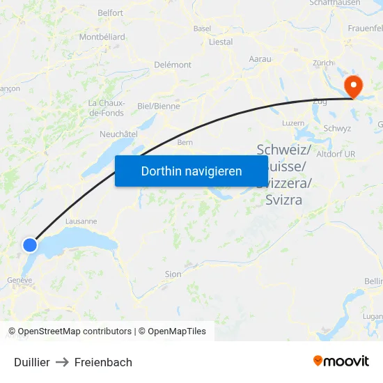 Duillier to Freienbach map