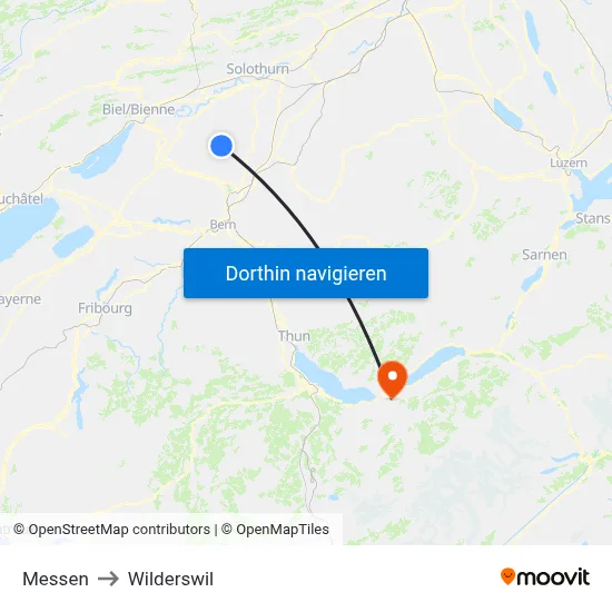 Messen to Wilderswil map