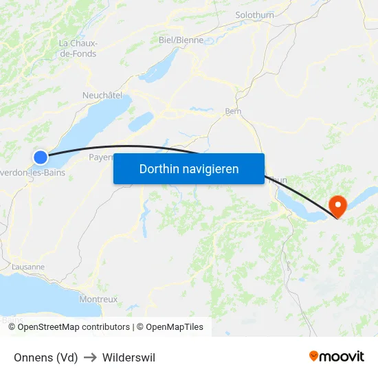 Onnens (Vd) to Wilderswil map
