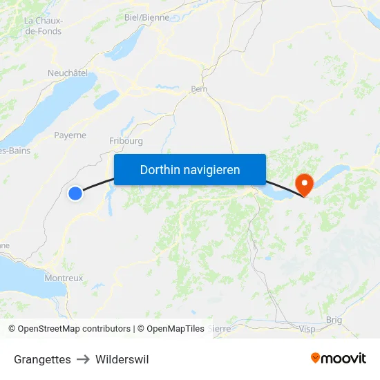 Grangettes to Wilderswil map