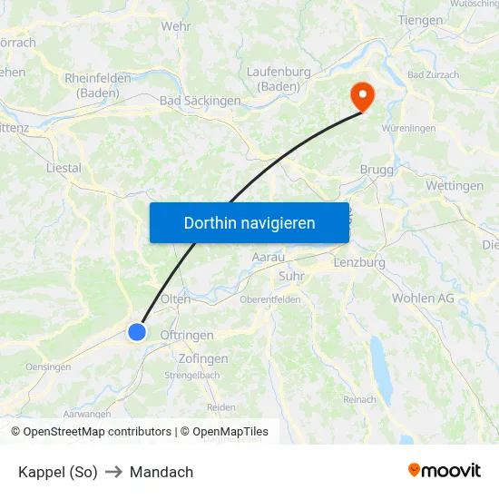 Kappel (So) to Mandach map